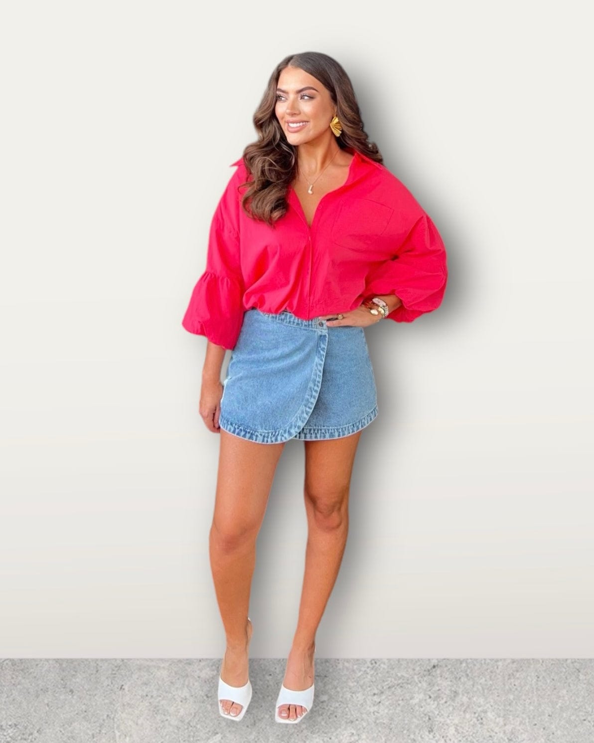 Denim Wrap Mini Skirt In Denim - Infinity Raine