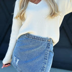 Denim Wrap Mini Skirt In Denim - Infinity Raine