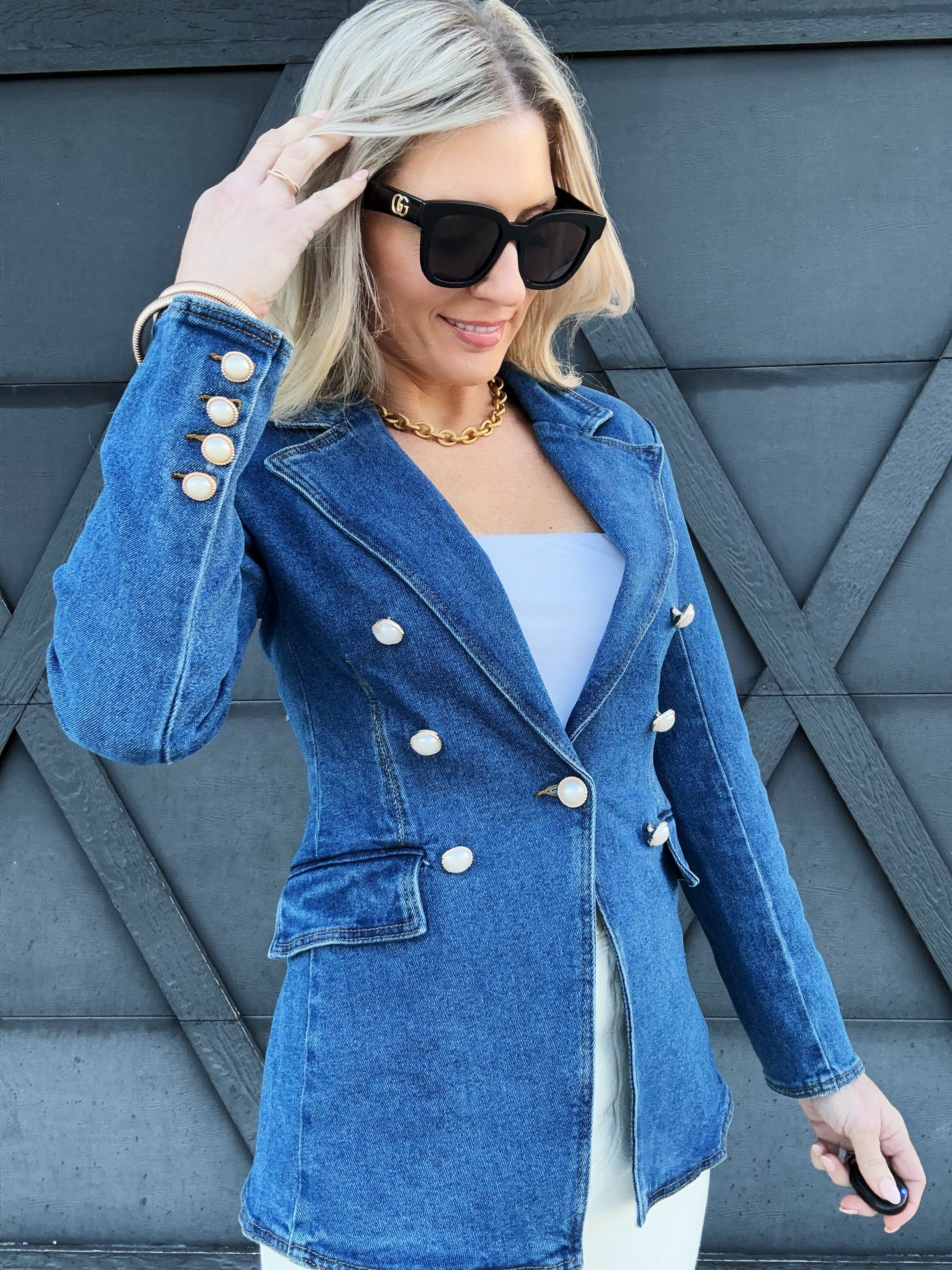 Denim Blazer Jacket - Infinity Raine