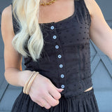 Textured Top Maxi Skirt Set In Black - Infinity Raine