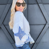 Mineral Washed Star Top In Blue - Infinity Raine