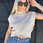 ee:some Tops - Sweaters Mock Neck Cropped Sweater Top In Oatmeal