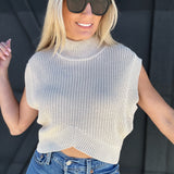 ee:some Tops - Sweaters Mock Neck Cropped Sweater Top In Oatmeal