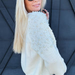 Pearl Shoulder Sweater In Off White - Infinity Raine