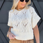 Short Sleeve Sweater Top In Oatmeal - Infinity Raine