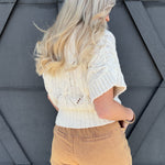 Short Sleeve Sweater Top In Oatmeal - Infinity Raine