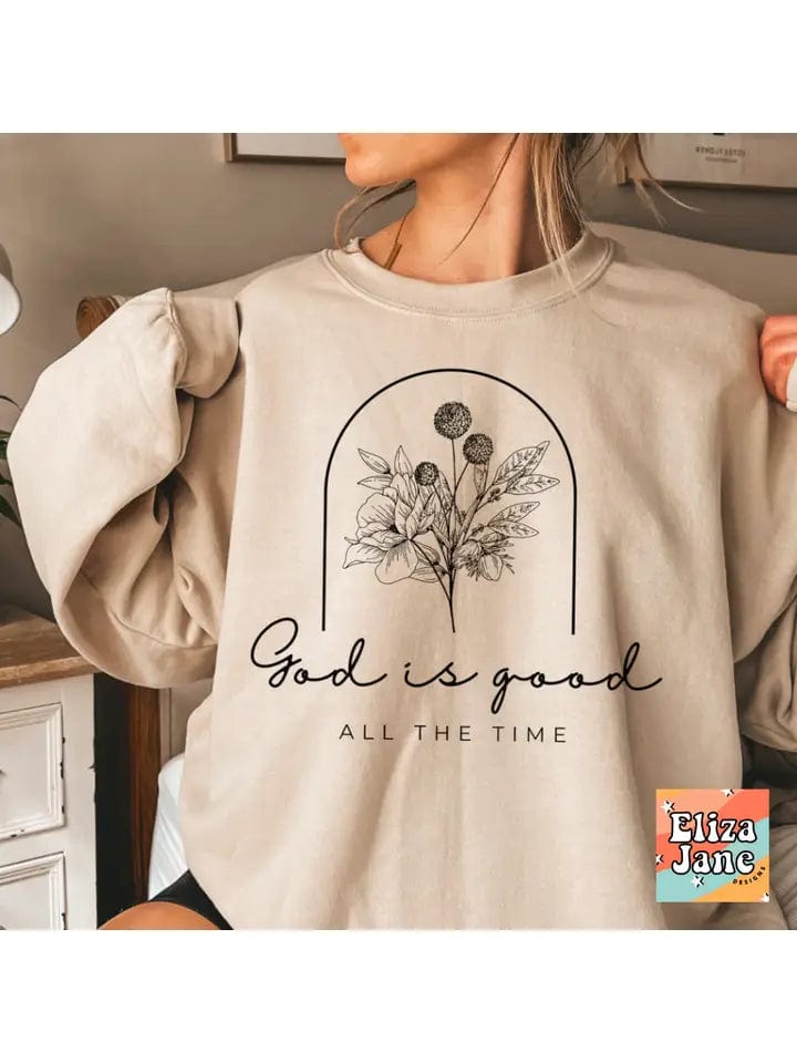 God Is Good Sweatshirt In Tan - Infinity Raine