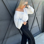 High Waisted Pearl Pants In Black - Infinity Raine