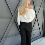 High Waisted Pearl Pants In Black - Infinity Raine