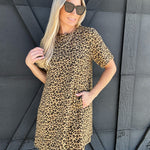 Leopard Print Oversized Mini Dress In Camel - Infinity Raine