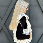 Mini Bow Print Puffer Vest In Cream - Infinity Raine