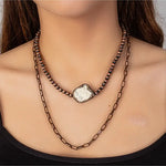 Layered Turquoise Necklace In Ivory and Copper - Infinity Raine