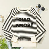 Stripe Ciao Amore Pullover In Black Stripe - Infinity Raine