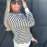 Stripe Ciao Amore Pullover In Black Stripe - Infinity Raine