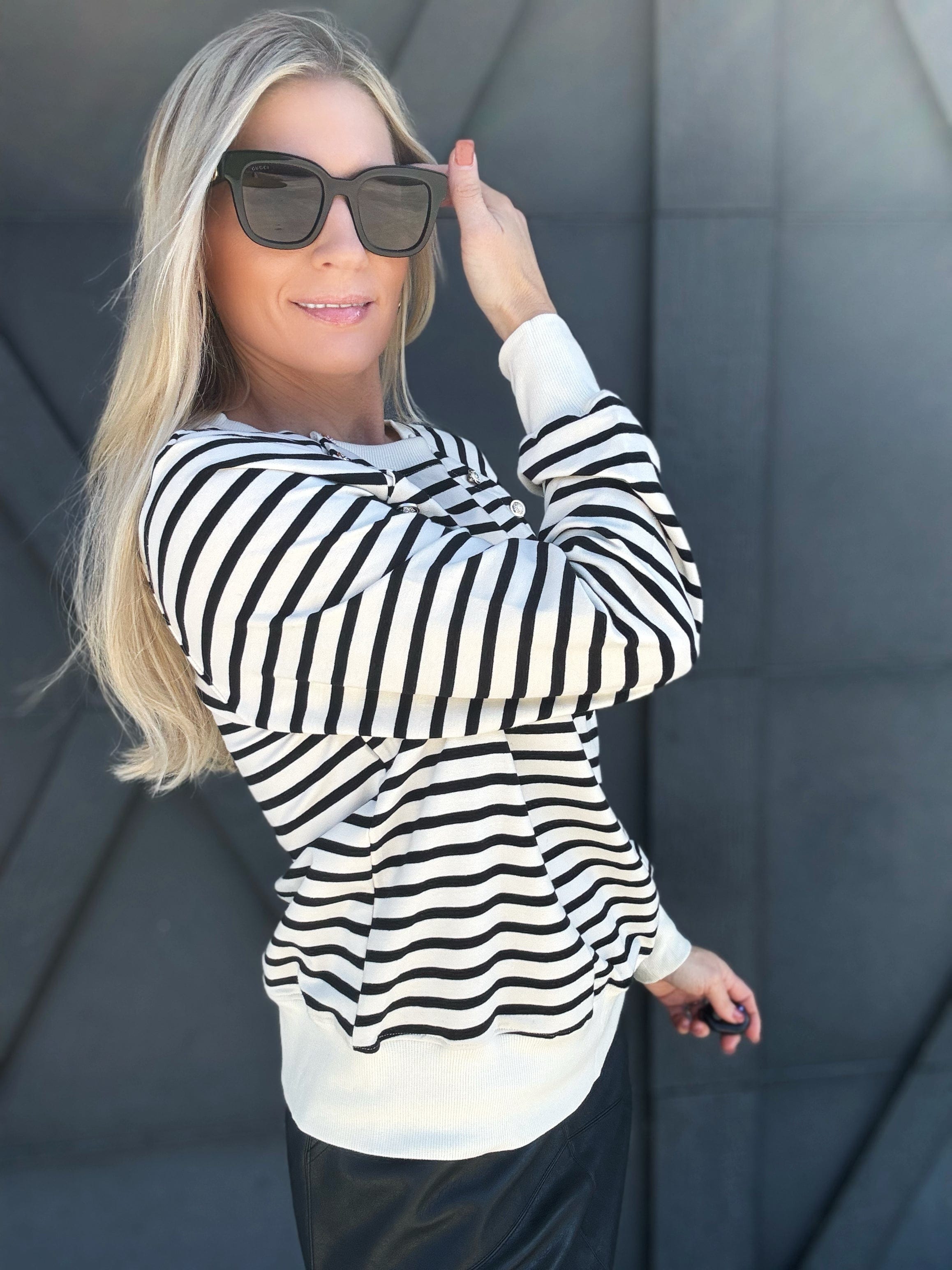 Stripe Ciao Amore Pullover In Black Stripe - Infinity Raine