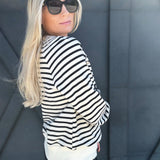 Stripe Ciao Amore Pullover In Black Stripe - Infinity Raine