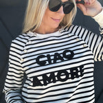 Stripe Ciao Amore Pullover In Black Stripe - Infinity Raine