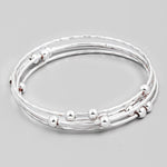 Thin Metallic Bangle Bracelet Set In Silver - Infinity Raine