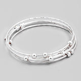 Thin Metallic Bangle Bracelet Set In Silver - Infinity Raine