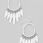 Metallic Hammered Fringe Hoop Drop Earrings In Silver - Infinity Raine