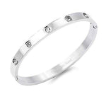 Stainless Steel Bangle with Jewel Stones In Silver - Infinity Raine