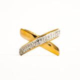 Flanerie Jewelry - Rings 18k Pauline Rhinestone X Ring In Gold