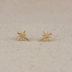 18K Filled Starburst Stud Earrings In Gold - Infinity Raine