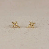 18K Filled Starburst Stud Earrings In Gold - Infinity Raine