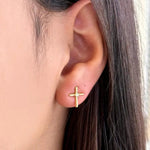 Mini Cross Stud Earrings In Gold - Infinity Raine