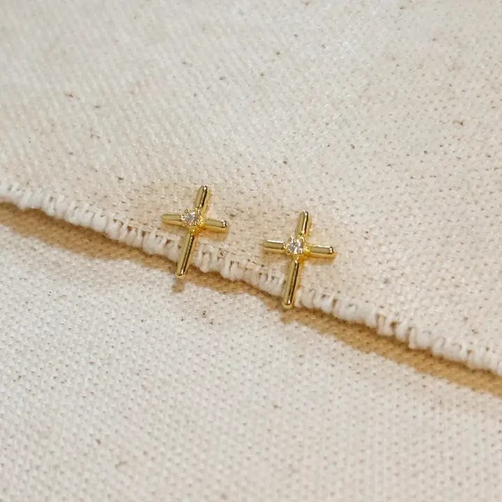 Mini Cross Stud Earrings In Gold - Infinity Raine