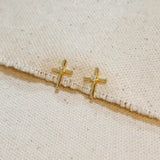 Mini Cross Stud Earrings In Gold - Infinity Raine