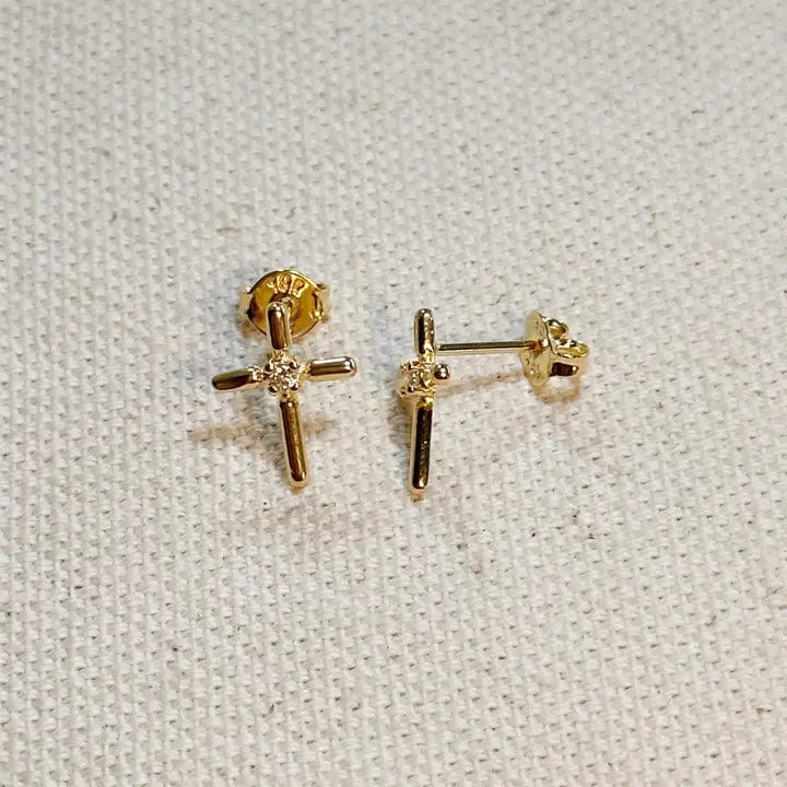 Mini Cross Stud Earrings In Gold - Infinity Raine