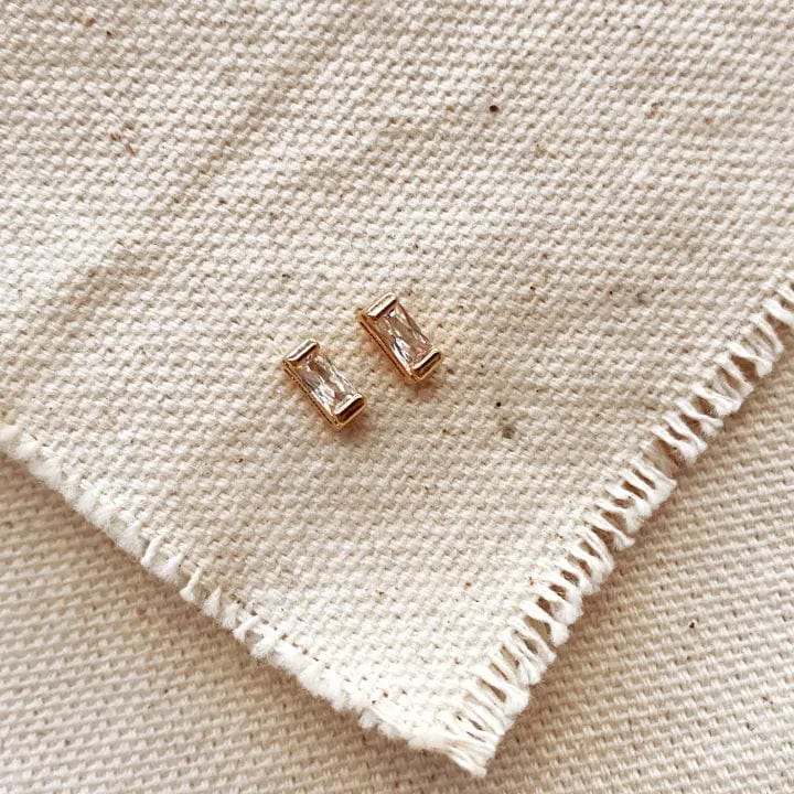 Rectangle Stud Earrings In Gold - Infinity Raine