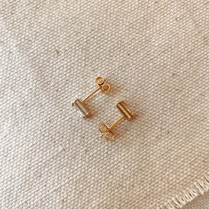 Rectangle Stud Earrings In Gold - Infinity Raine