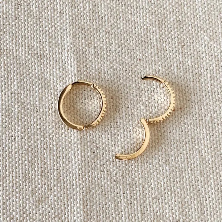 Thin Line Cubic Zirconia Hoops In Gold - Infinity Raine