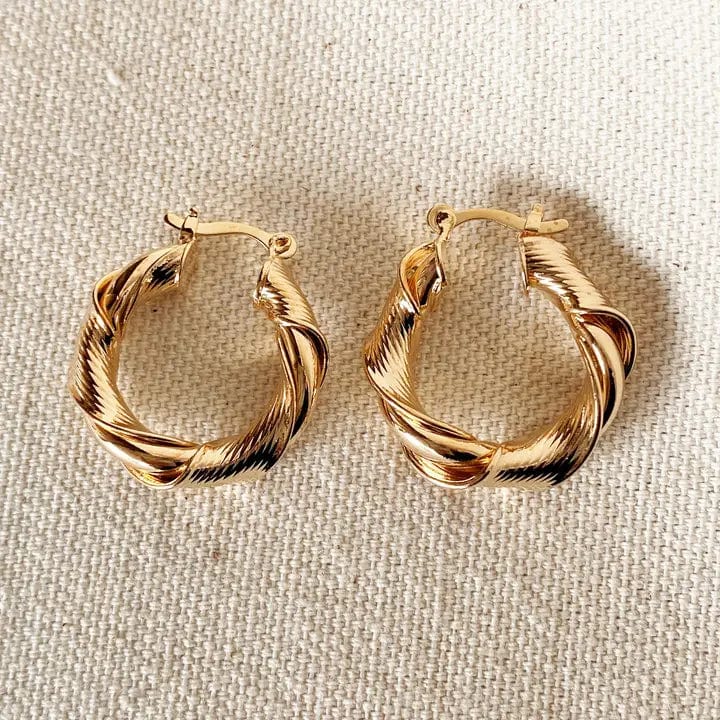 GoldFi Jewelry - Earrings Twisted Hoop Earrings In Gold