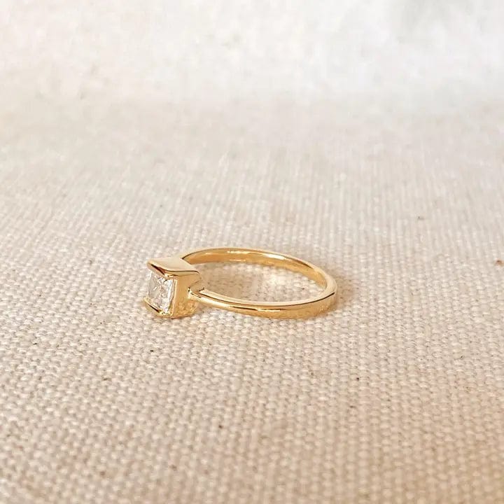 Dainty Square Solitaire Ring In Gold - Infinity Raine