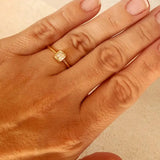 Dainty Square Solitaire Ring In Gold - Infinity Raine