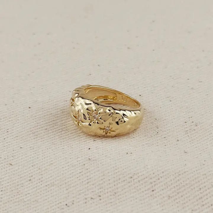 GoldFi Jewelry - Rings Hammered Moon Ring In Gold