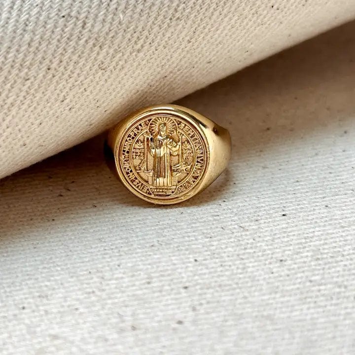 GoldFi Jewelry - Rings Saint Benedict Signet Ring In Gold