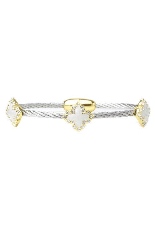 Two Tone Cubic Zirconia Magnetic Clover Bracelet - Infinity Raine