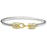 Two Tone Twisted Cable CZ Cuff Bracelet - Infinity Raine