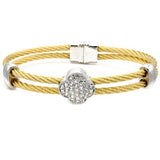 Two Tone Cubic Clover Bracelet In Silver and Gold - Infinity Raine