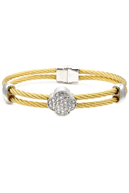 Two Tone Cubic Clover Bracelet In Silver and Gold - Infinity Raine