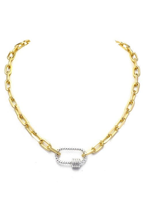 Gold Linked Chain Necklace With Silver Station - Infinity Raine