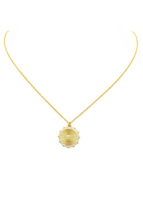 Sterling Silver Gold Plated CZ Disc Necklace - Infinity Raine