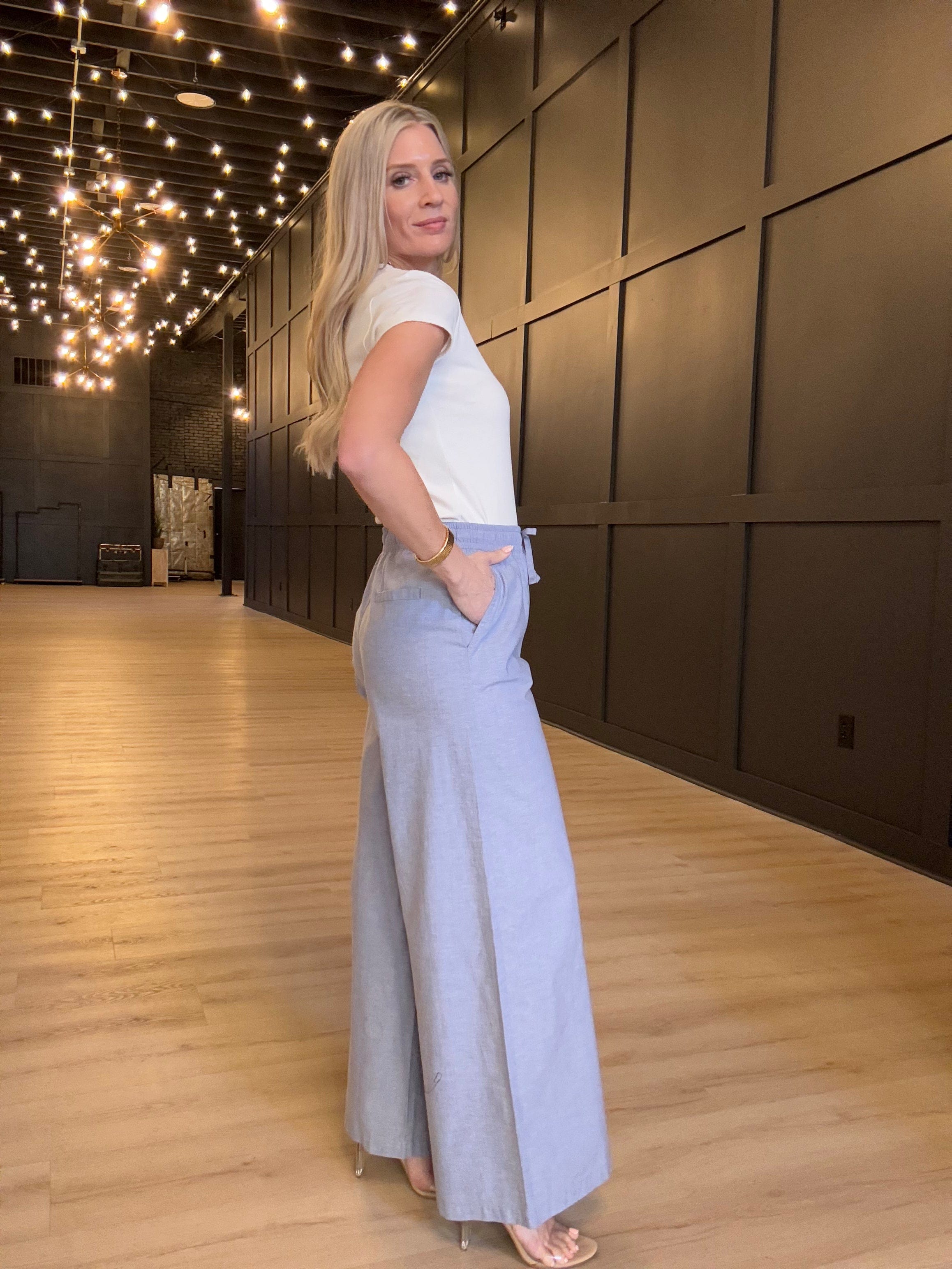 Hancock Temple Wide Leg Pant In Oxford Blue - Infinity Raine