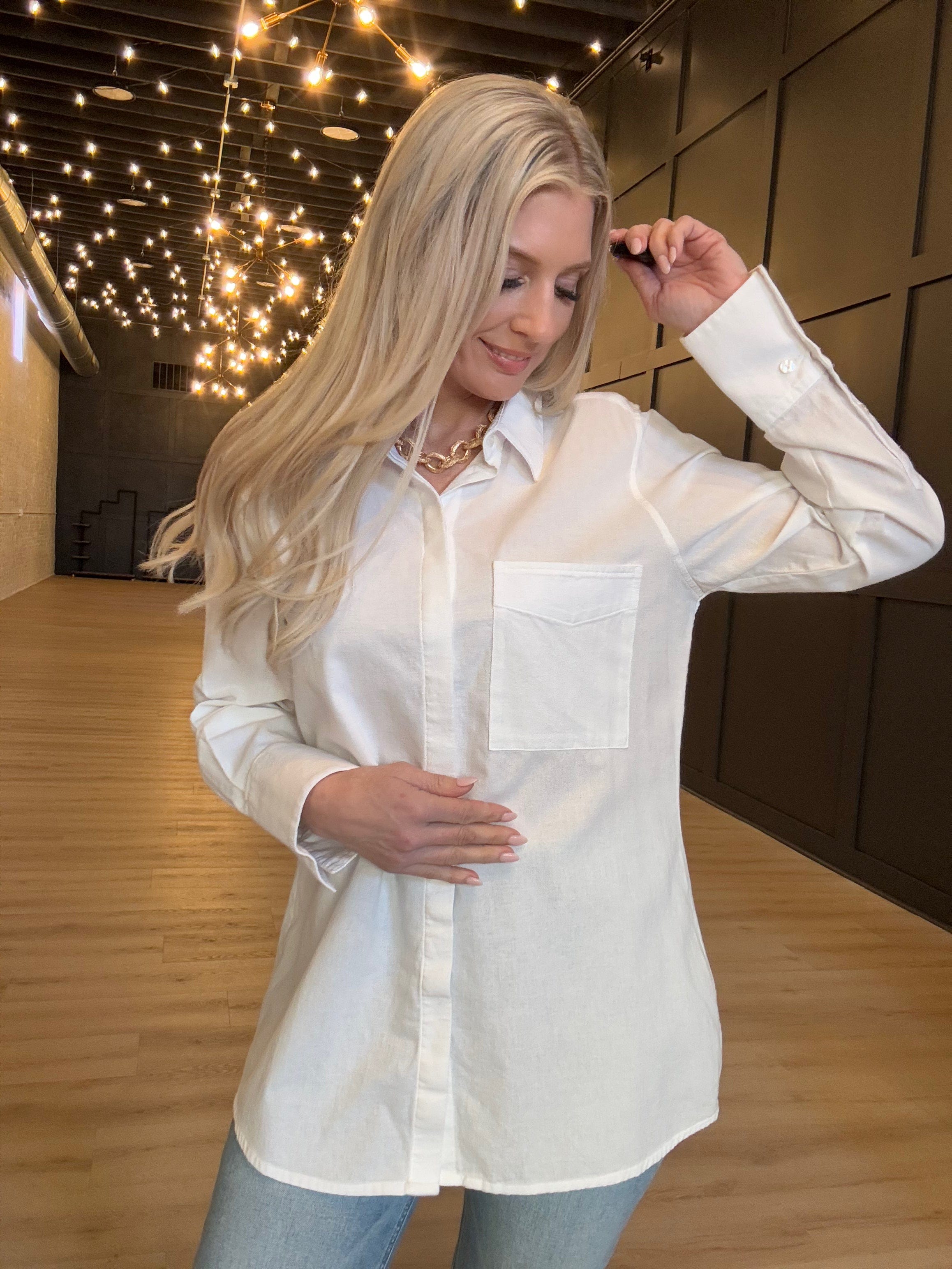 Hancock Austin Relaxed Button Down Shirt In Tocuyo White - Infinity Raine