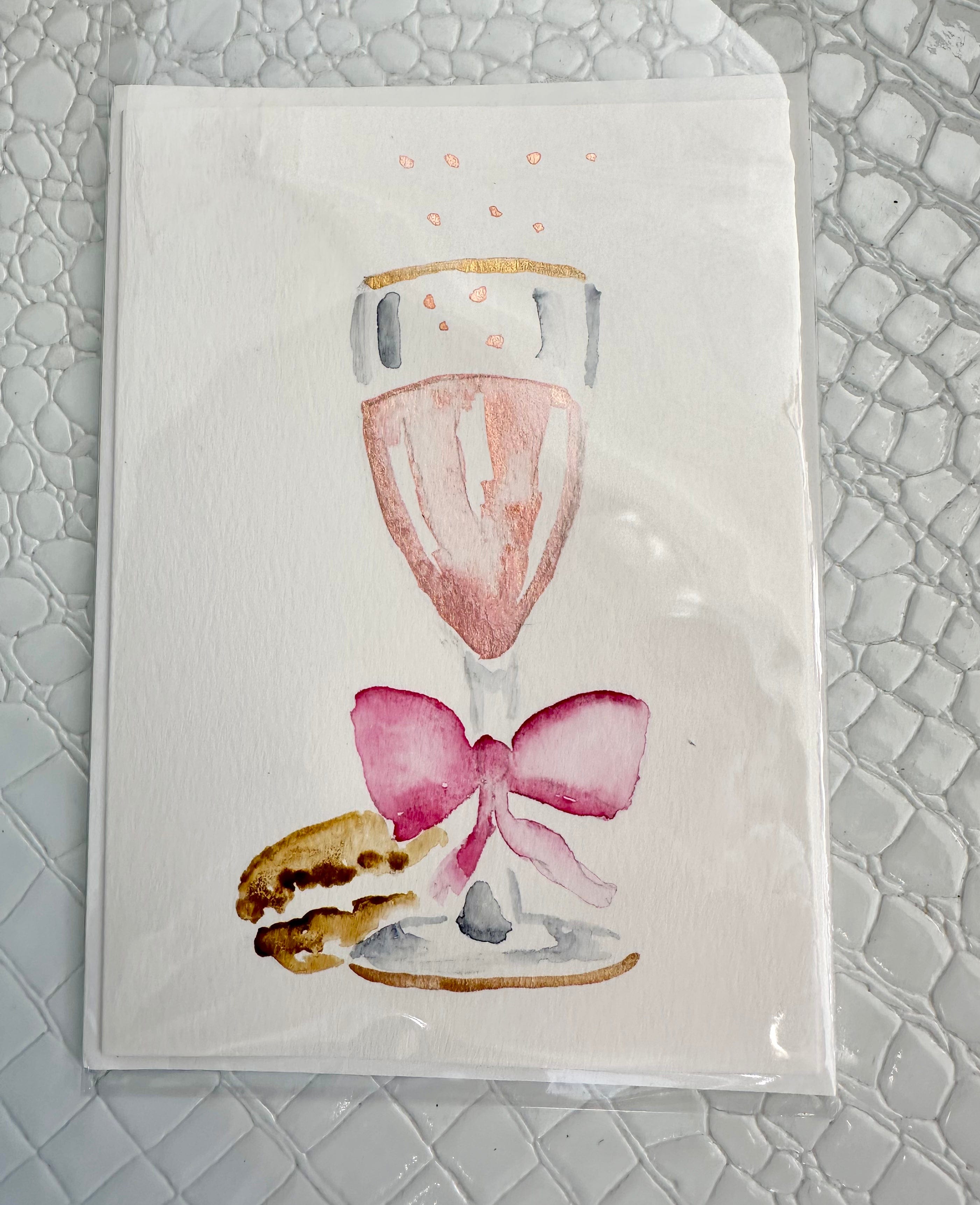 Hand Painted Coquette Champagne Card - Infinity Raine