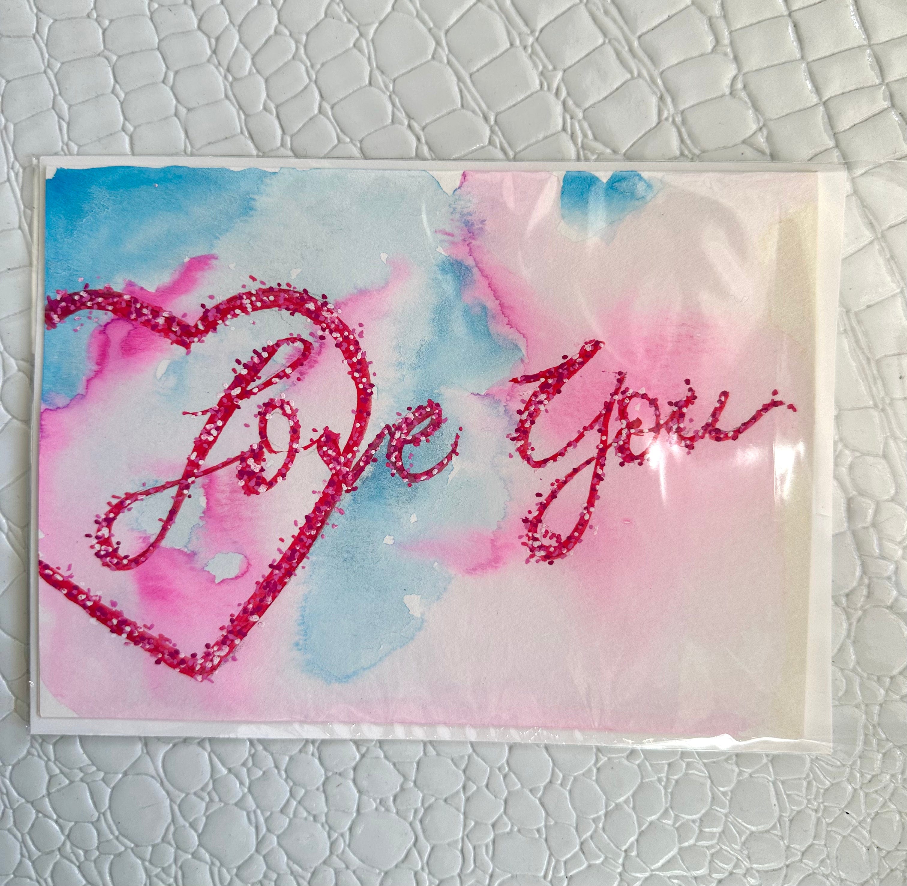 Hand Painted "Love You" Card - Infinity Raine